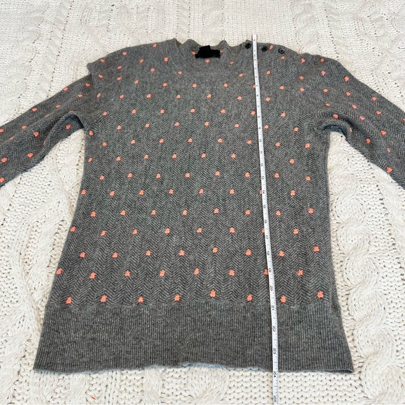 J. Crew Collection 100% Italian Cashmere Pointelle Dot Crewneck Sweater Gray S - Picture 8 of 10
